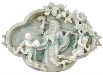 Lot 131 - Chinese Celadon Jade Brushwasher The lobed...