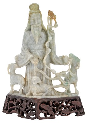 Lot 132 - Chinese Jade Figure of a Sage Standing dressed...