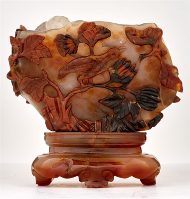 Lot 82 - Chinese Agate Bowl and Stand The deep bowl...