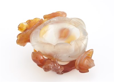 Lot 83 - Chinese Agate Brushwasher The unfurled leaf...