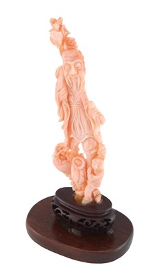 Lot 80 - Chinese Coral Figure of a Sage Delicately...