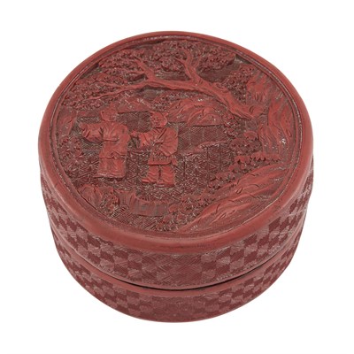 Lot 81 - Chinese Cinnabar Lacquer Box Of circular form,...