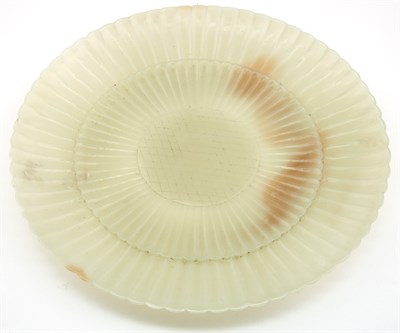 Lot 124 - Chinese Celadon Jade Dish Carved as an open...