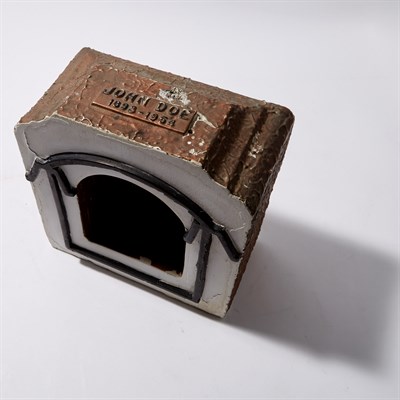 Lot 248 - Burial Vault Sales Sample Marked 1954, painted...