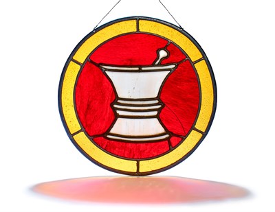 Lot 173 - Stained Glass Pharmacy Sign Diameter 18 3/4...