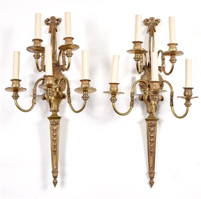 Lot 1082 - Pair of Louis XVI Style Gilt-Metal Five-Light...