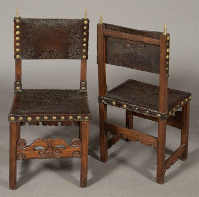 Lot 232 - Set of Six Continental Leather Upholstered Oak...