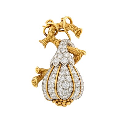 Lot 163 - Gold, Platinum, and Diamond Clip-Brooch, Tiffany & Co.