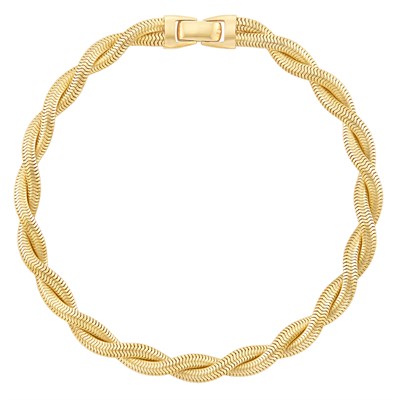 Lot 500 - Braided Double Strand Gold Snake Link Necklace