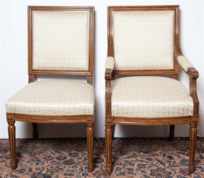 Lot 284 - Set of Six Louis XVI Style Stained Wood Dining...