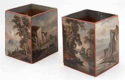 Lot 294 - Pair of French Painted Wood Cigar Boxes Height...