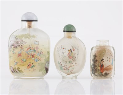 Lot 284 - Group of Three Chinese Inside Painted Glass...