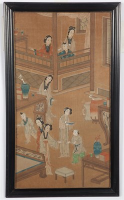 Lot 135 - Chinese Painting on Silk Depicting Courtly...