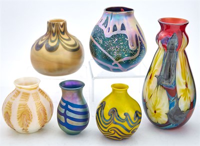 Lot 506 - Group of Six Charles Lotton Art Glass Vases...