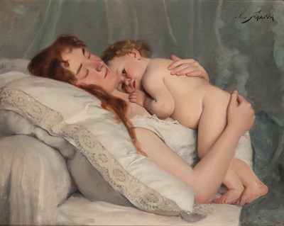 Lot 30 - Jose Frappa French, 1854-1904 Mother and Baby...