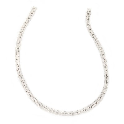 Lot 1665 - White Gold and Diamond Link Necklace