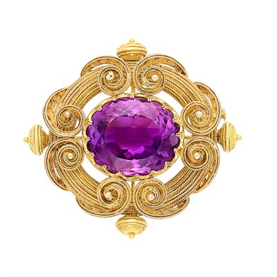 Lot 305 - Antique Gold and Amethyst Brooch