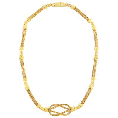 Lot 359 - Double Strand Gold Mesh Necklace