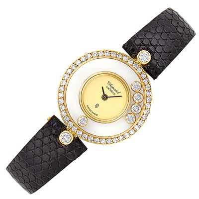 Lot 471 - Gold and Diamond 'Happy Diamond' Wristwatch, Chopard