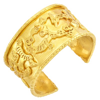 Lot 132 - High Karat Gold Cuff Bangle Bracelet, Jean Mahie