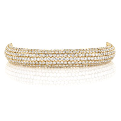 Lot 364 - Gold and Diamond Bombé Bracelet, Boucheron, Paris
