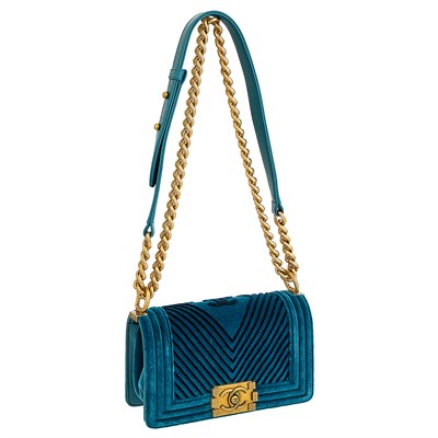 Lot 125 - Chanel 'Boy' Velvet Shoulder Bag