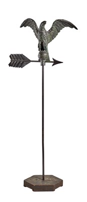 Lot 365 - Patinated Metal Eagle Weathervane On wooden...