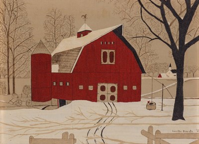 Lot 17 - Lucille Baratz American, 20th Century Red Barn,...