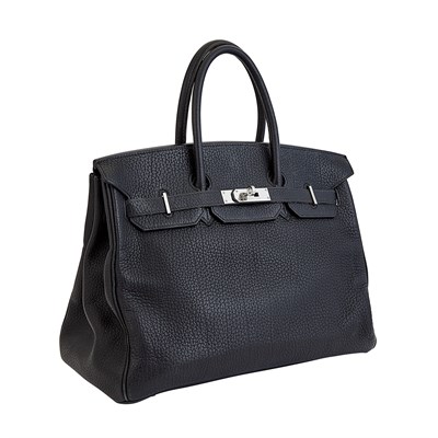 Lot 128 - Hermès Noir Togo Leather Retourné 'Birkin' 35 cm Handbag