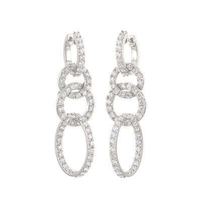 Lot 200 - Pair of White Gold and Diamond Hoop Pendant-Earrings