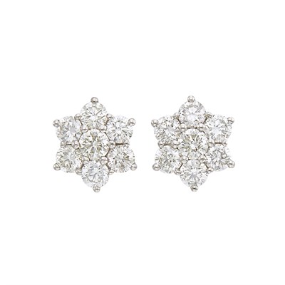 Lot 87 - Pair of Platinum and Diamond Earrings