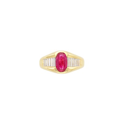 Lot 492 - Gold, Ruby and Diamond Gypsy Ring
