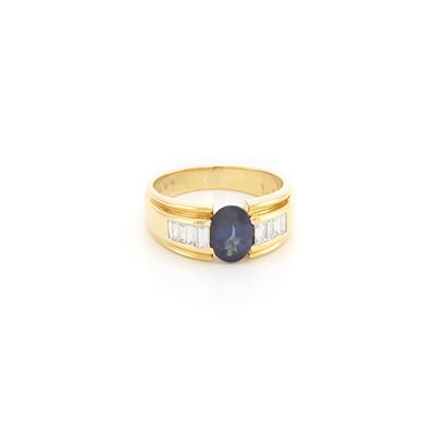 Lot 1957 - Gold, Sapphire and Diamond Ring