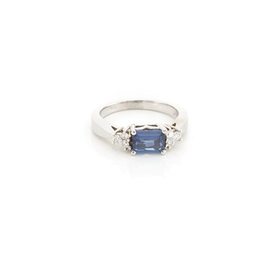 Lot 1180 - White Gold, Sapphire and Diamond Ring