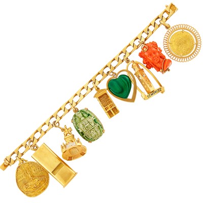 Lot 574 - Gold Travel Charm Bracelet