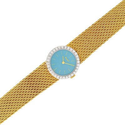 Lot 228 - Gold, Turquoise and Diamond Wristwatch, Piaget