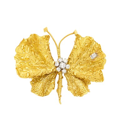 Lot 45 - Gold and Diamond Butterfly Brooch, Tiffany & Co.
