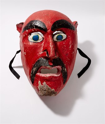 Lot 140 - Carved and Painted Wood Carnival Devil Mask...