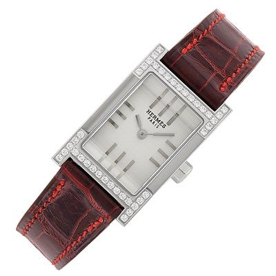 Lot 725 - Stainless Steel and Diamond 'Tandem' Wristwatch, Hermès