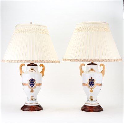 Lot 166 - Pair of Samson Armorial Porcelain Vases as...