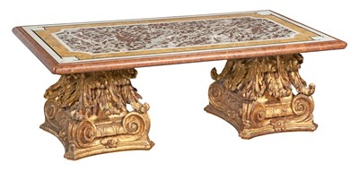 Lot 353 - Italian Marble Top on Gilt Capitals The square...