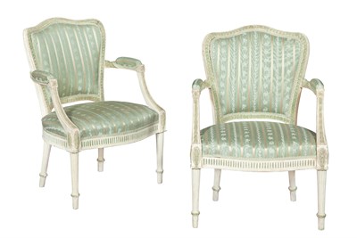 Lot 346 - Pair of George III Painted Armchairs in the...