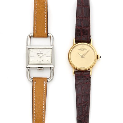 Lot 1640 - Stainless Steel 'Etrier' Wristwatch, Jaeger LeCoultre, Hermès, Paris, and Gold Wristwatch, Baume & Mercier