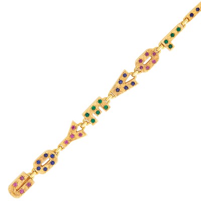 Lot 366 - Rose Gold and Gem-Set 'I Love You' Bracelet