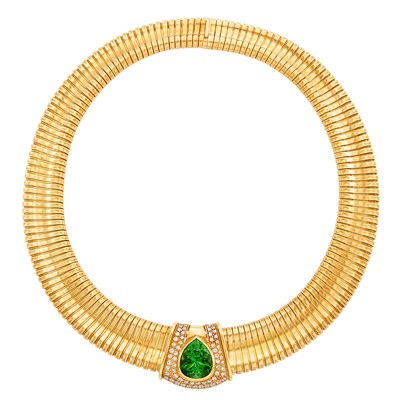 Lot 53 - Snake Link Necklace with Gold, Tourmaline and Diamond Enhancer, Giuseppe Petochi