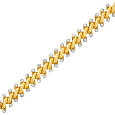 Lot 148 - Gold, Platinum, and Diamond Bracelet, Cartier, France