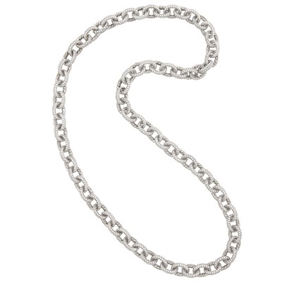 Lot 199 - White Gold and Diamond Link Necklace/Bracelet Combination, David Yurman