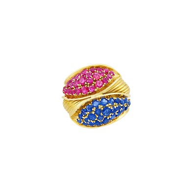 Lot 101 - Gold, Sapphire and Ruby Ring, Cartier
