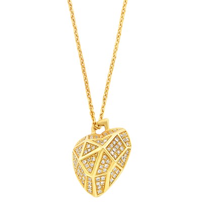 Lot 473 - Gold and Diamond Heart Pendant with Chain Necklace, Links of London
