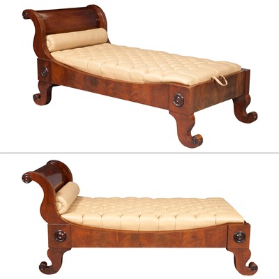 Lot 1078 - Pair of Continental Empire Leather Upholstered...